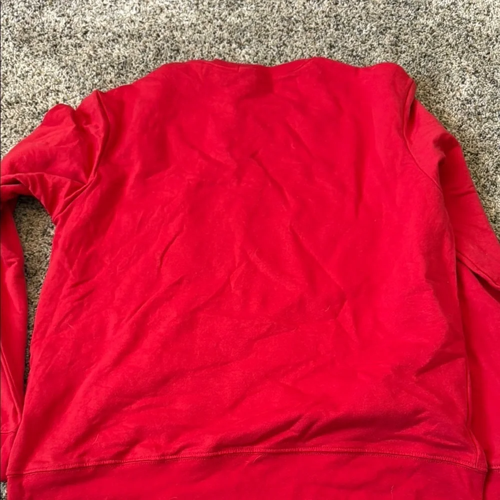 Red Crewneck Sweater with Santa and Festive Design